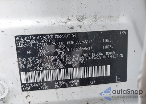 2025 Toyota Rav4 Hybrid Xle из США, поврежденный, VIN JTMRWRFV8SD592904